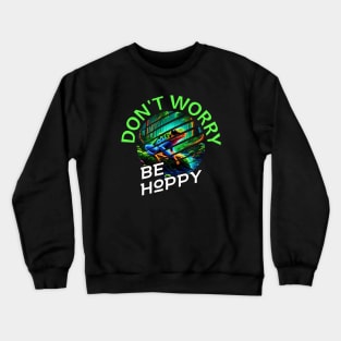 Brazil Funny Pun Don't Worry Be Happy Psychedelic Frog Crewneck Sweatshirt